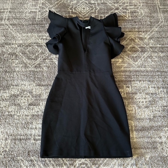 Amanda Uprichard Little Black Ruffle Sleeve Choker Dress - Picture 1 of 8